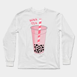 Pink Boba Tea Long Sleeve T-Shirt